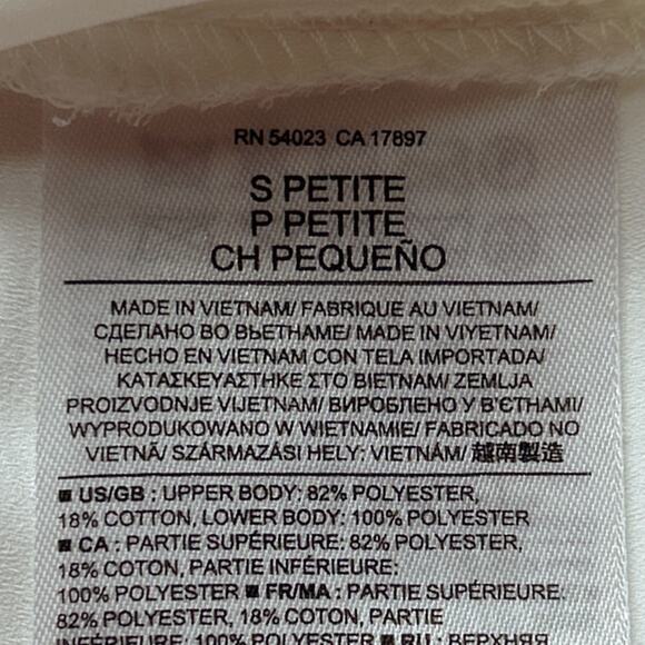 Banana Republic Blouse White Size Small Petite Sleeveless Tank Exposed Zipper - Picture 7 of 9